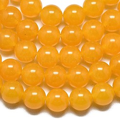 天然石マレーシアジェイドビーズ連売り  染め＆加熱  ラウンド  ゴールド  11.5~12.5mm  穴：1.2mm  約35個/連  14.96インチ（38cm）&nbsp;G-L645-C01-12mm-23