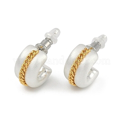 Brass C-Shaped with Chain Charm Stud Earrings&nbsp;EJEW-Q391-02S