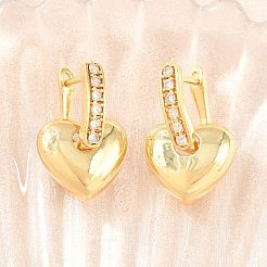 Brass Micro Pave Clear Cubic Zirconia Hoop Dangle Earrings&nbsp;EJEW-G471-30C-G