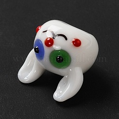 手作りランプワークビーズ  兎  ホワイト  14x15x15mm  穴：2mm&nbsp;LAMP-E023-05
