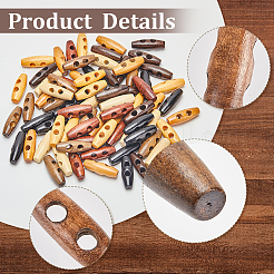 84Pcs 7 Colors Natural Wood Buttons&nbsp;BUTT-GF0003-90C