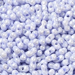 不透明色光沢ガラスシードビーズ  ピーナッツ  ライラック  6x3.5x3mm  穴：1mm  約161個/10g&nbsp;X1-SEED-B001-01A-11