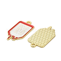 合金エナメルチャーム  ゴールドカラー  医療テーマ  輸液バッグ  ホワイト  28x14.5x1mm  穴：1.8mm&nbsp;ENAM-G229-01G-04