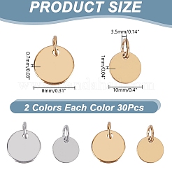 60Pcs 4 Styles Ion Plating(IP) 304 Stainless Steel Charms&nbsp;STAS-AR0002-51