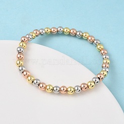 Brass Round Beaded Stretch Bracelets for Men Women&nbsp;BJEW-B148-05C-M