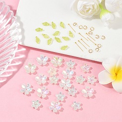 DIYイヤリングキット  クリアアクリルチャーム  ピアスのアクセサリー  花のチャーム  ミックスカラー  9.7x5.5x3.6mm  穴：1.2mm  180個/セット&nbsp;DIY-FP0001-54