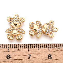 Brass Micro Pave Clear Cubic Zirconia Pendants&nbsp;KK-T078-02G-02