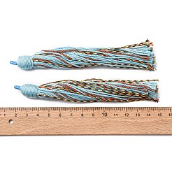 綿のタッセルのペンダント  ポリエステルと  空色  128~130x11~12mm  穴：2x3.5mm&nbsp;FIND-D302-03F
