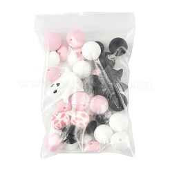 30個のシリコンビーズ  混合図形  ミックスカラー  12~27x6~35.5x6~18mm  穴：2mm&nbsp;SIL-FS0001-29