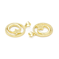 Rack Plating Brass Micro Pave Clear Cubic Zirconia Pendants&nbsp;KK-C011-25G