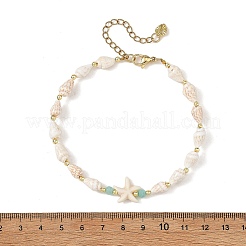 2Pcs 2 Styles Summer Beach Natural Sea Shell Conch & Synthetic Turquoise Beaded Anklet Sets for Women&nbsp;AJEW-AN00886