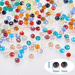 電気メッキガラスビーズ  ABカラー  多面カット  ロンデル  ミックスカラー  6x4mm  穴：1mm  60個/カラー  約1080個/箱&nbsp;EGLA-PH0003-04