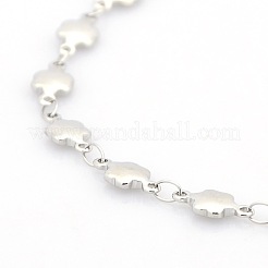 Tarnish Resistant Casual Style 304 Stainless Steel Flower Link Chain Bracelets&nbsp;STAS-O036-04P