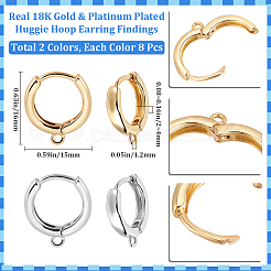 8 Pairs 2 Colors Brass Huggie Hoop Earring Finding&nbsp;KK-BBC0014-53