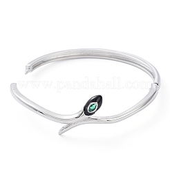 Enamel Snake Hinged Bangle with Cubic Zirconia&nbsp;BJEW-G673-02P