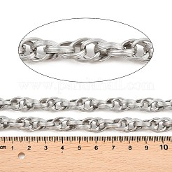 304ステンレススチールテクスチャロープチェーン  溶接されていない  スプールで  ステンレス鋼色  11.5x9x2.5mm&nbsp;CHS-C022-06P