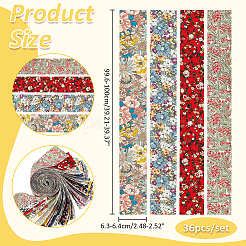 36Pcs Printed Flower Cotton Ribbon&nbsp;OCOR-WH0088-44