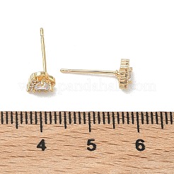 Brass Micro Pave Clear Cubic Zirconia Stud Earrings for Women&nbsp;EJEW-F403-04G