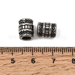 316サージカルステンレススチールヨーロピアンビーズ  大穴ビーズ  コラム  アンティークシルバー  9.5x7.5mm  穴：4.5mm&nbsp;SA-CBA1C2C-11AS-02