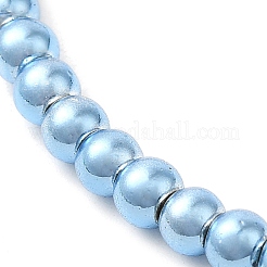 電気メッキガラスビーズセット  パール光沢メッキ  ラウンド  ライトスカイブルー  4mm  穴：1mm  約120個/連  15.35インチ（39cm）&nbsp;EGLA-C007-10G