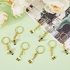 8Pcs 2 Style Alloy & Brass Enamel Keychains&nbsp;KEYC-DC0001-14