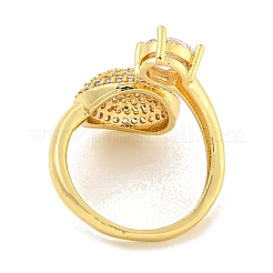 Brass Micro Pave Clear Cubic Zirconia Open Cuff Ring for Women&nbsp;LS-RJEW-M173-03B-G