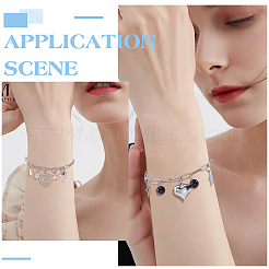 15Pcs 304 Stainless Steel Paperclip Chain Bracelets Set&nbsp;BJEW-SC0001-23