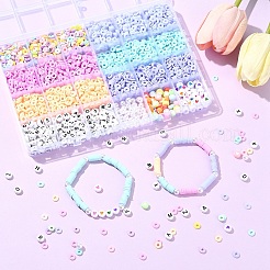 DIYブレスレット作成キット  手作りポリマー粘土、アクリル、ABSプラスチック模造真珠ビーズを含む  伸縮性のある糸  ミックスカラー  6x0.5~1mm  穴：1.8mm&nbsp;DIY-YW0012-91