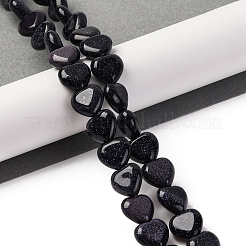 合成ブルーゴールドストーン青金砂石ビーズ連売り  ハート  11.5~12x11.5~12x5~5.5mm  穴：1mm  約33個/連  15.16''（38.5センチメートル）&nbsp;G-I372-A12-01