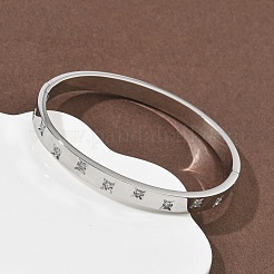 304 Stainless Steel Cubic Zirconia Himged Bangles for Women&nbsp;BJEW-F506-01P
