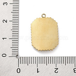 本物の14Kゴールドメッキ304ステンレススチールペンダント  ラインストーン付き  八角形  濃い緑  21x14.5x3mm  穴：1.6mm&nbsp;STAS-R005-10G-01