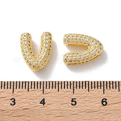 Rack Plating Brass Micro Pave Cubic Zirconia Slide Charms&nbsp;KK-C084-34G-V