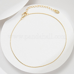 925 Sterling Silver Boston Link Chain Anklet&nbsp;AJEW-Z029-16G