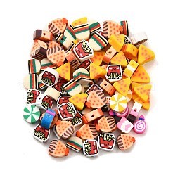 100個5スタイル手作りポリマークレイビーズ  食べ物を模倣する  ミックスカラー  8~12.5x6~10.5x4~5mm  穴：1.2~1.8mm  20個/スタイル&nbsp;CLAY-FP0001-16