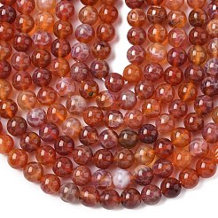 ファイヤーアゲートクラックルビーズ連売り  染め＆加熱  ラウンド  8mm  穴：1mm  約49個/連  15.75インチ&nbsp;X-G-G212-8mm-10