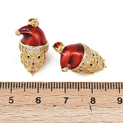 Christmas Brass Micro Pave Cubic Zirconia Enamel Pendants&nbsp;KK-B161-15G-05