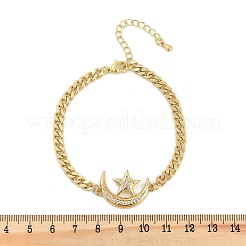 Brass Micro Pave Clear Cubic Zirconia Charm Bracelets&nbsp;LS-BJEW-M050-01G-01