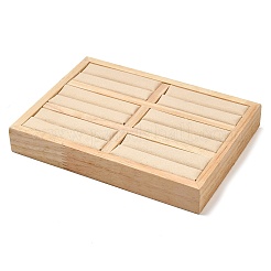 木製のブレスレットを表示  フェイクスエードと  6のコンパートメント  長方形  桃パフ  18x13x2.6cm&nbsp;BDIS-E020-06A