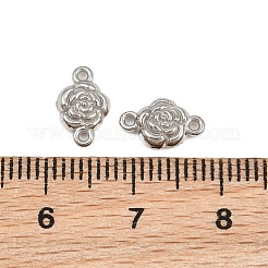 304ステンレススチールコネクタチャーム  バラの花のリンク  ステンレス鋼色  10x6x2mm  穴：0.8mm&nbsp;SA-CBA302A-13P