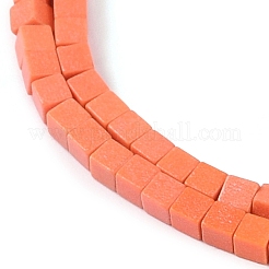 天然石瑪瑙ビーズ連売り  染め  キューブ  ダークオレンジ  2x2x2mm  穴：1mm  約150個/連  15.08インチ（38.3cm）&nbsp;G-M422-A01-04J