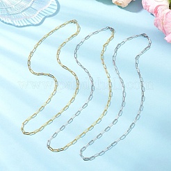 3Pcs 3 Colors 4MM Brass Paperclip Chain Necklaces for Women Men&nbsp;NJEW-JN05569