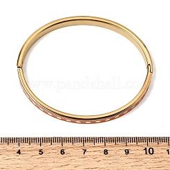 304ステンレススチールエナメルバングル  女性用幅広バングル  水玉  イオンプレーティング（ip）  18KGP本金メッキ  内径：1.93インチ（4.9cm）x2.32インチ（5.9cm）&nbsp;BJEW-D408-41G