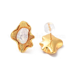 Flower Natural Pearl Stud Earrings for Women&nbsp;EJEW-E303-24G
