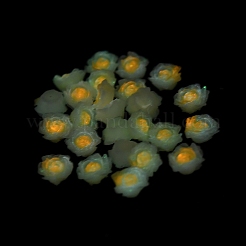 蓄光樹脂デコデンカボション  暗闇で光る花  きいろ  10x9.5x5mm&nbsp;RESI-K036-06E