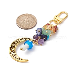 Alloy Hollow Moon & Lampwork Mushroom Pendant Decorations&nbsp;HJEW-JM01612-03