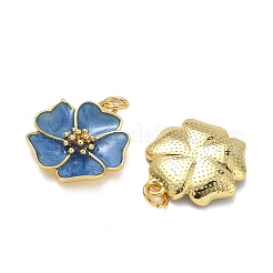 真鍮製エナメルペンダント  花のチャーム  ラックめっき  長持ちメッキ  カドミウムフリー＆鉛フリー  ゴールドカラー  20x18x3.8mm  穴：3mm&nbsp;KK-CBAD9DF-03G-J