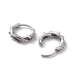 変色しない304ステンレススチール製女性用トゲフープピアス  ステンレス鋼色  14.5x16x3.5mm  ピン：1mm&nbsp;EJEW-F312-02AS