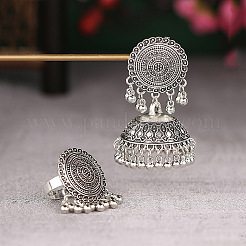 Flat Round & Bell Bohemian Ethnic Style Alloy Stud Dangle Earring & Ring Sets&nbsp;FS-WG67497-01