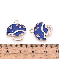 合金とエナメルのペンダント  帽子/野球ヘルメットチャーム  ゴールドカラー  藤紫色  19x16.5x1mm  穴：2mm&nbsp;ENAM-T021-46G