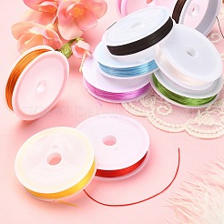 10 ロール 10 色の平らな弾性クリスタルストリング  弾性ビーズ糸  ストレッチブレスレット作り用  ミックスカラー  0.5mm  約21.87ヤード（20m）/ロール  1ロール/色&nbsp;EW-YW0001-08